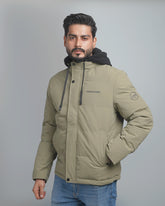 Men's Hooded Puffer Jacket with Fleece Lining